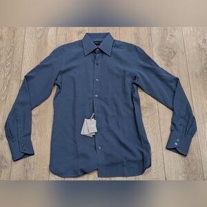 $1050 TOM FORD Fluid Parachute LS Button Up Shirt Washed Indigo 39 US 15.5